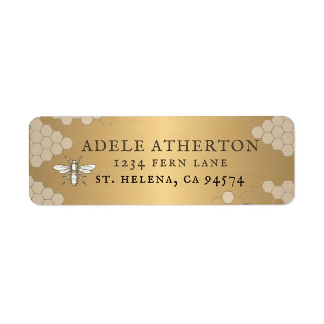 Étiquette de adresse d'abeille héraldique d'or mét (Devant)