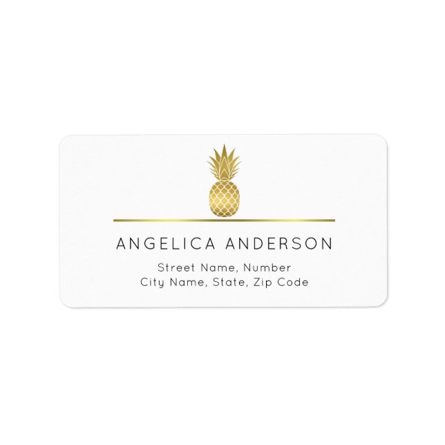 Étiquette de adresse d'ananas d'or moderne (Devant)