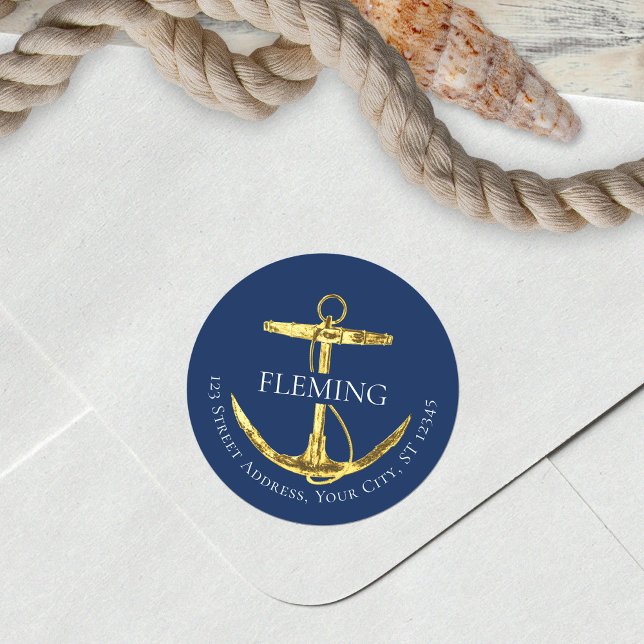 Étiquette de adresse d'Ancre bleu marine (Créateur téléchargé)