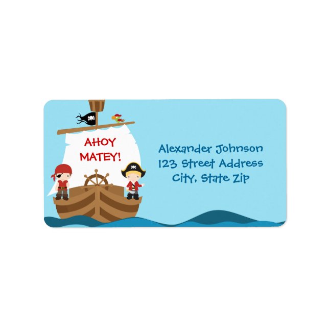 Étiquette de adresse d'anniversaire du navire pira (Devant)