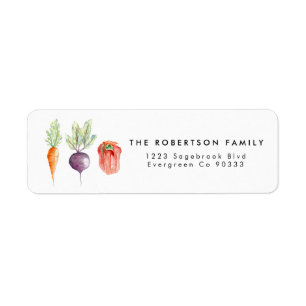 Étiquette de adresse d'aquarelle Veggie Patch