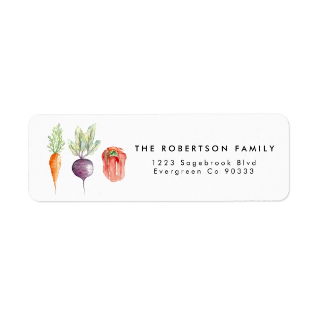 Étiquette de adresse d'aquarelle Veggie Patch (Devant)