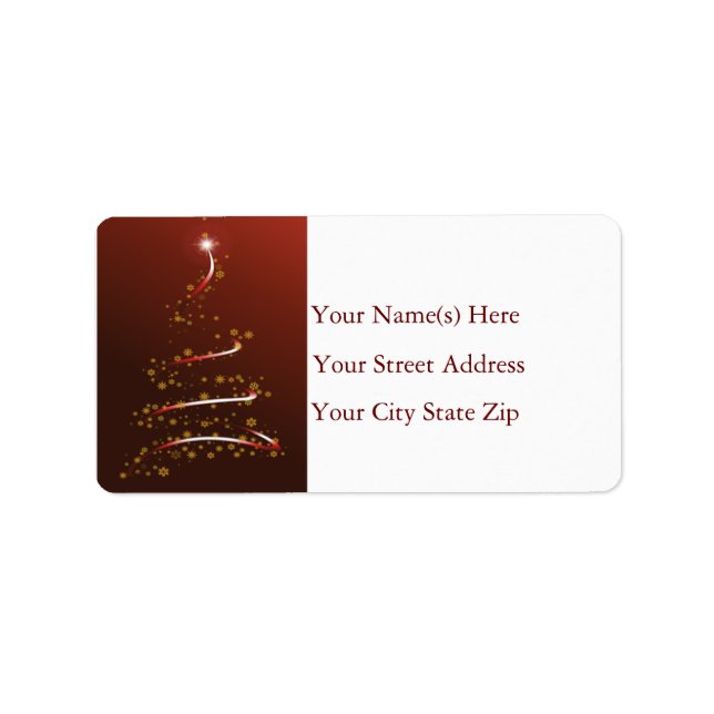 Étiquette de adresse d'arbre de Noël de flocon d'o (Devant)