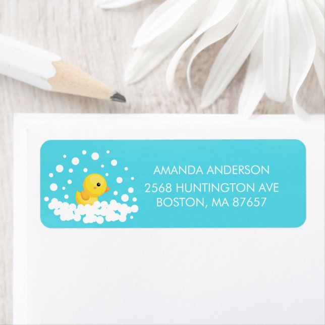 Étiquette de adresse de Baby shower de canard en c (En situation)