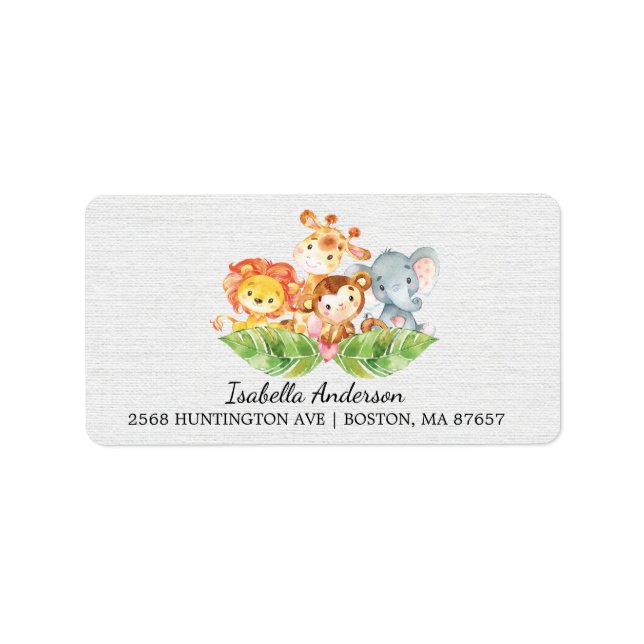 Étiquette de adresse de Baby shower de la jungle a (Devant)