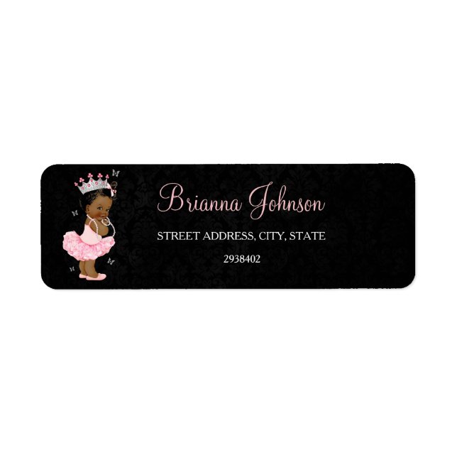Étiquette de adresse de Baby shower de Princesse (Devant)