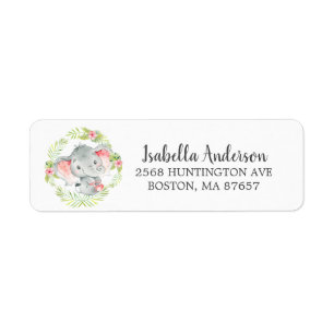 Étiquette de adresse de Baby shower d'éléphant de 