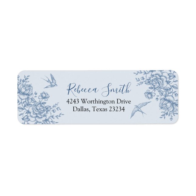 Étiquette de adresse de Baby shower Dusty Blue Chi (Devant)