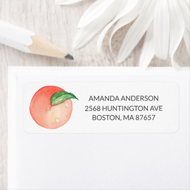 Étiquette de adresse de Baby shower Little Peach (En situation)