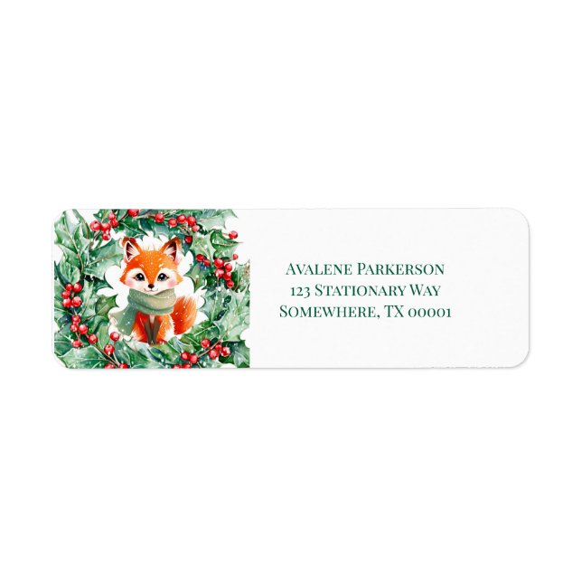 Étiquette de adresse de Baby shower Red Fox Green  (Devant)