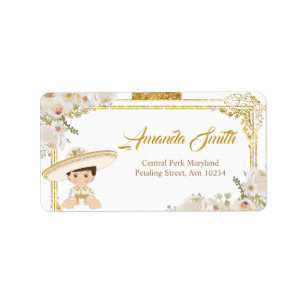 Étiquette de adresse de baptême de garçon Fiesta d