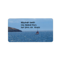 Étiquette de adresse de bateau à voile orange et r