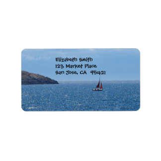 Étiquette de adresse de bateau à voile orange et r