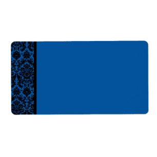 Étiquette de adresse de blanc de damassé de bleu