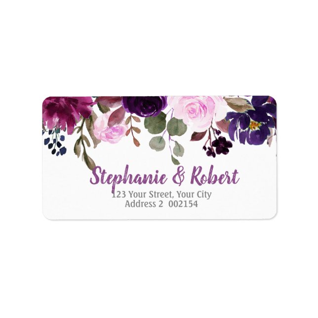 Étiquette de adresse de Boho Floral Lavender viole (Devant)