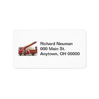 Étiquette de adresse de camion de pompier à croche