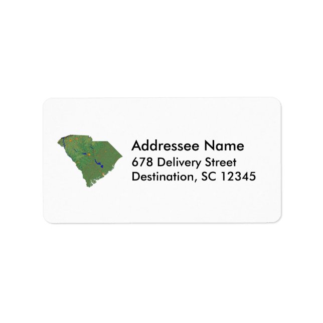 Étiquette de adresse de carte de la Caroline du Su (Devant)