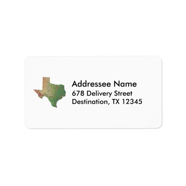 Étiquette de adresse de carte du Texas (Devant)