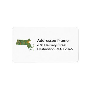 Étiquette de adresse de carte Massachusetts