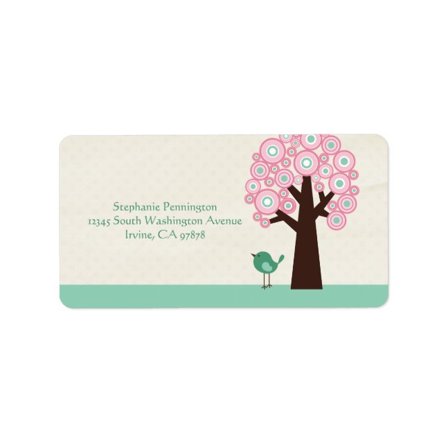 Étiquette de adresse de cercles et d'oiseaux tenda (Devant)