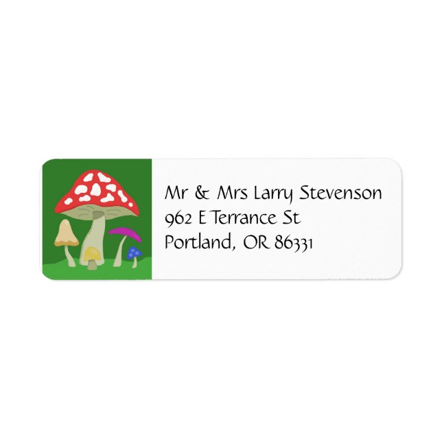 Étiquette de adresse de champignons colorés (Devant)