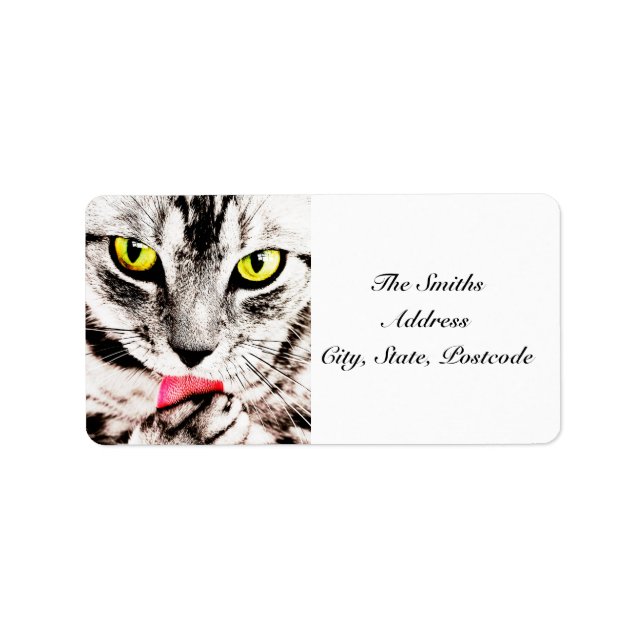 Étiquette de adresse de chat Fierce Tabby (Devant)