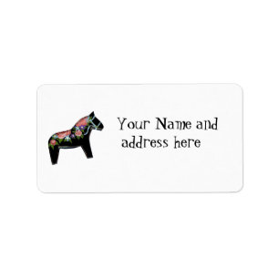 Étiquette de adresse de Cheval de Dala Noir