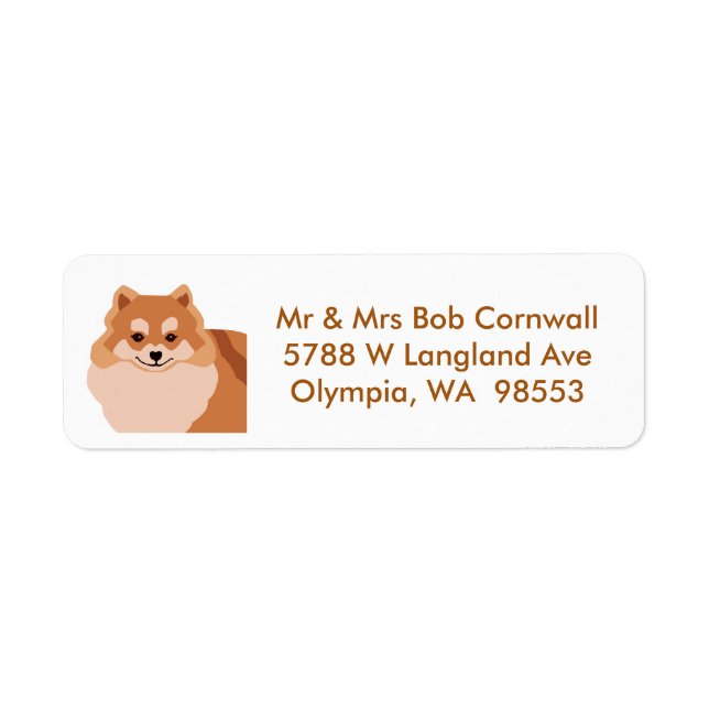 Étiquette de adresse de chien de Poméranie (Devant)