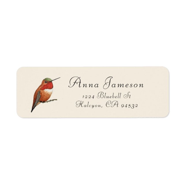 Étiquette de adresse de colibri d'Allen (Devant)