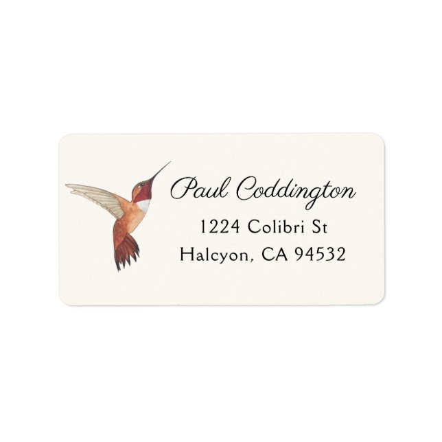 Étiquette de adresse de colibri roux (Devant)