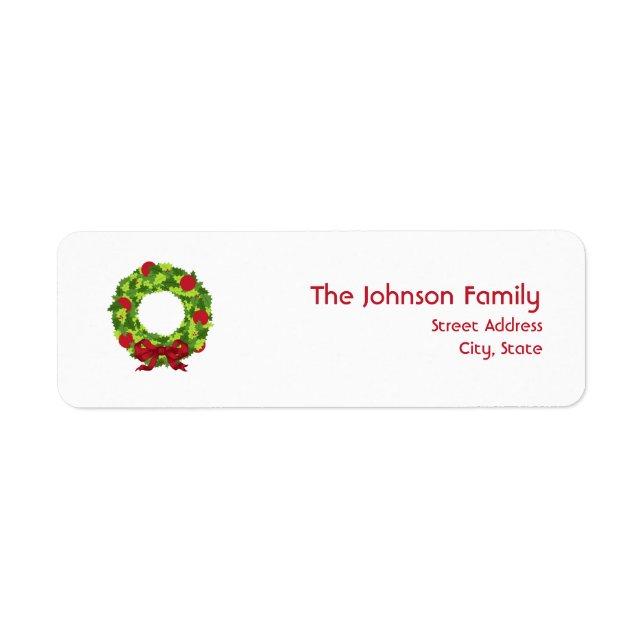 Étiquette de adresse de couronne de Noël (Devant)