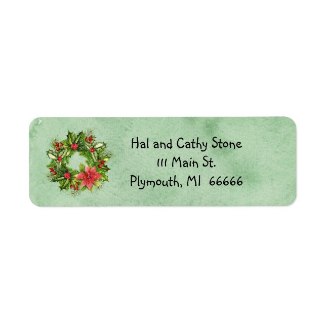 Étiquette de adresse de couronne de Noël (Devant)