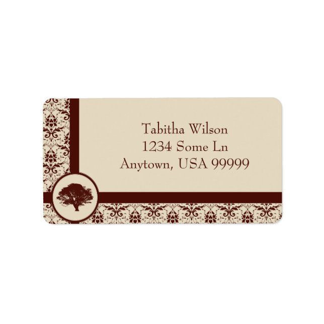 Étiquette de adresse de Crimson Oak Damask (Devant)