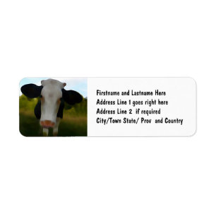 Étiquette de adresse de ferme de viande de vaches