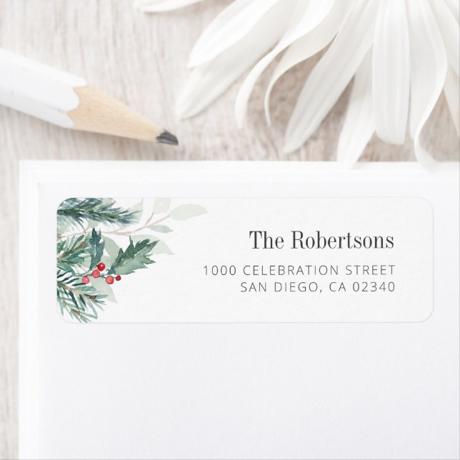 étiquette de adresse de feuillage de noël (En situation)
