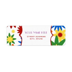Étiquette de adresse de fleur - couleurs
