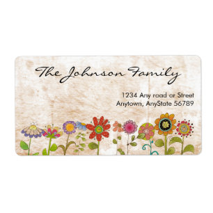 Étiquette de adresse de fleurs