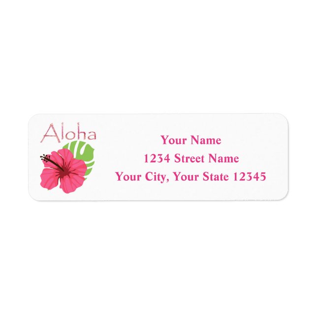Étiquette de adresse de fleurs Aloha (Devant)