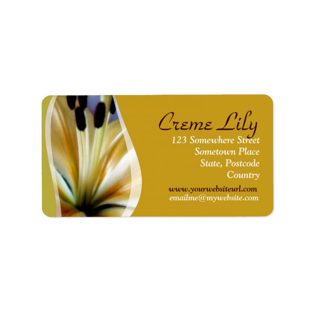 Étiquette de adresse de fleurs Creme Lily (Devant)