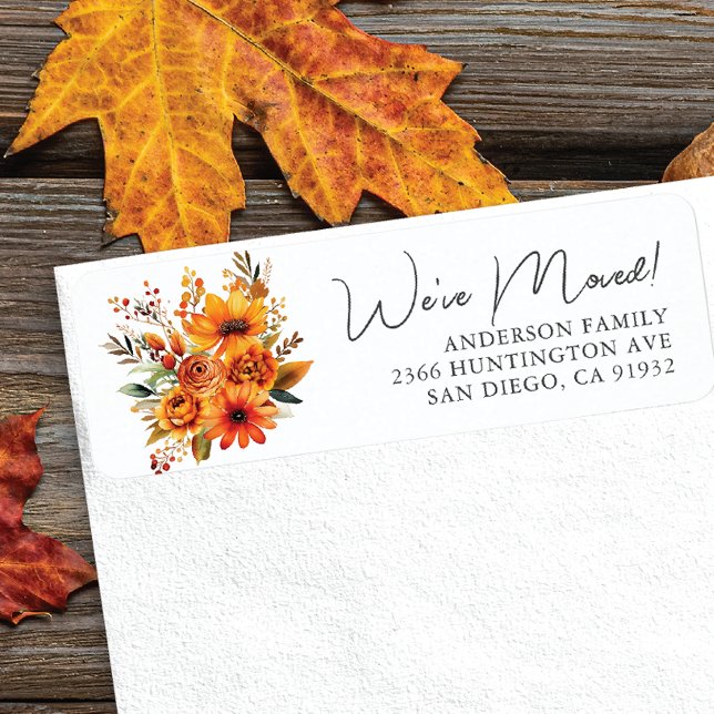 Étiquette de adresse de fleurs d'automne (Créateur téléchargé)