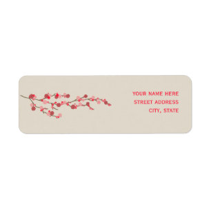 Étiquette de adresse de fleurs de cerisier