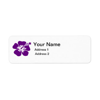 étiquette de adresse de fleurs d'hibiscus pourpre