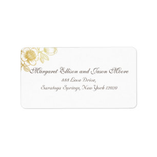 Étiquette de adresse de fleurs d'or