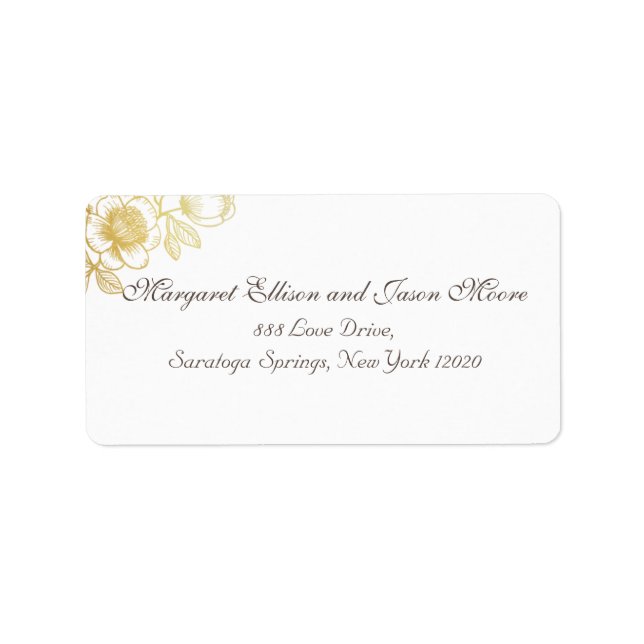 Étiquette de adresse de fleurs d'or (Devant)