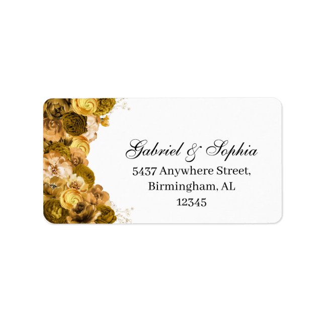 Étiquette de adresse de fleurs d'or (Devant)