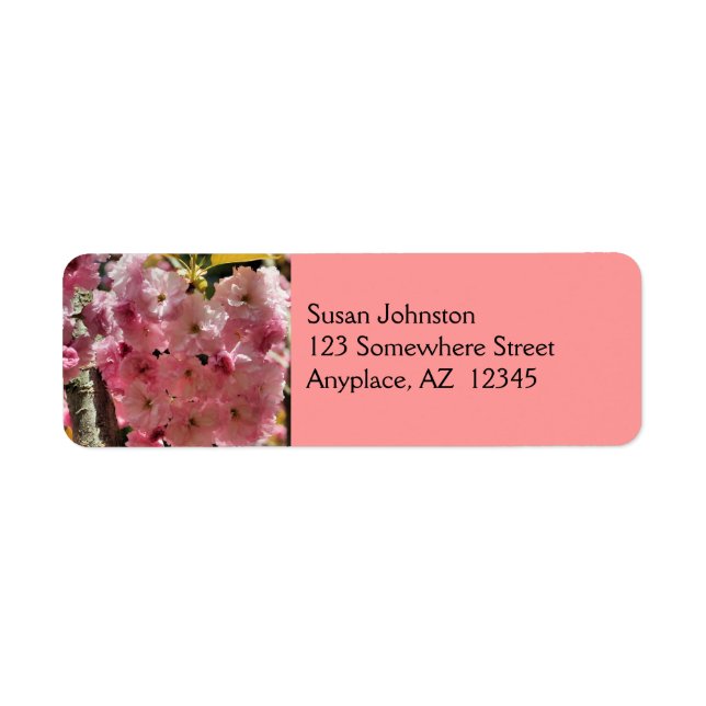 Étiquette de adresse de fleurs roses profondes (Devant)