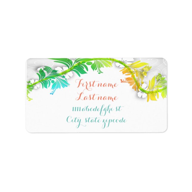 Étiquette de adresse de fleurs tropicales (Devant)
