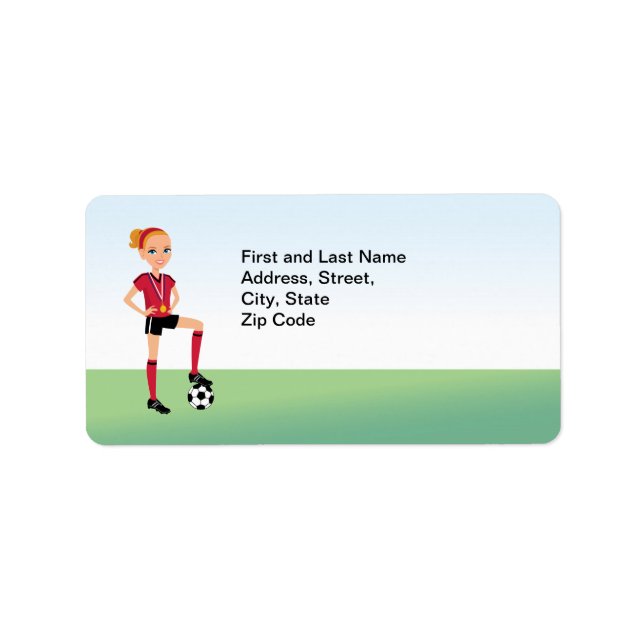 Étiquette de adresse de football féminin (Devant)