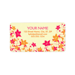 Étiquette de adresse de frontière floral rose et t