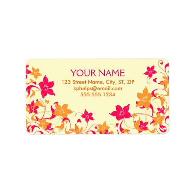 Étiquette de adresse de frontière floral rose et t (Devant)